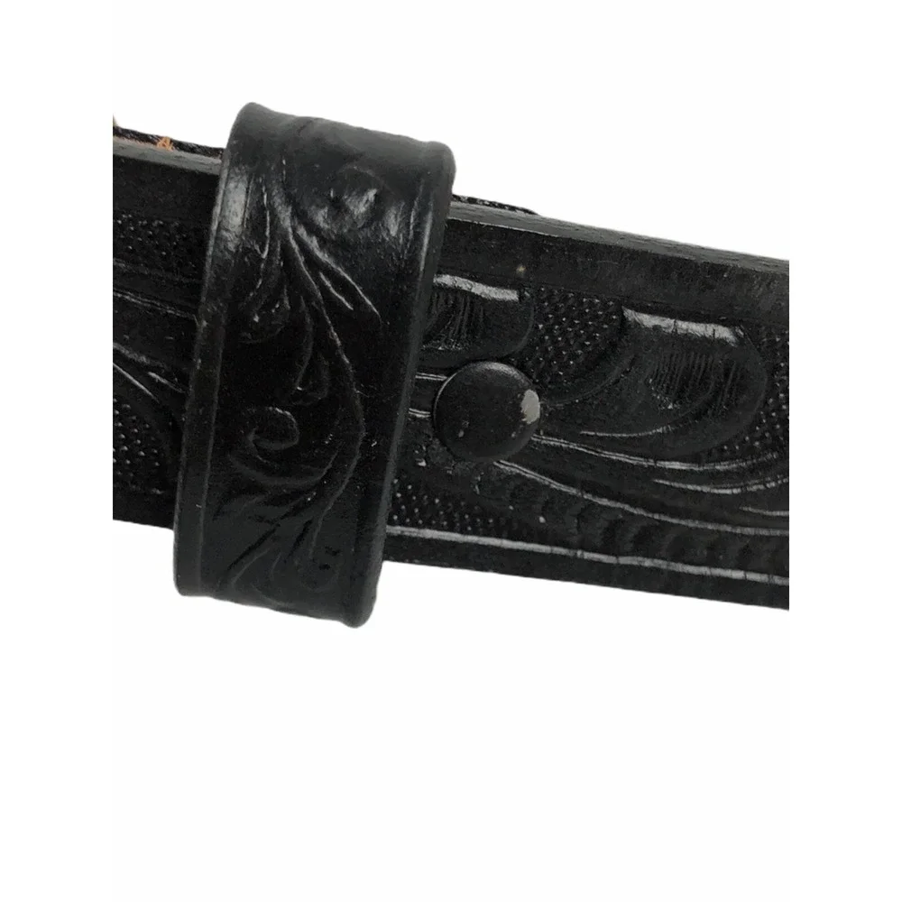 Justin Kids Champion Black Tooled Belt 811BK Black Top Grain Cowhide Made in USA